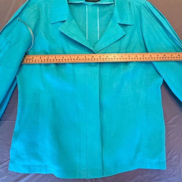 Carlisle Teal Linen Button Front Lightweight Jacket Size 14/Large MSRP $325 - Picture 11 of 14